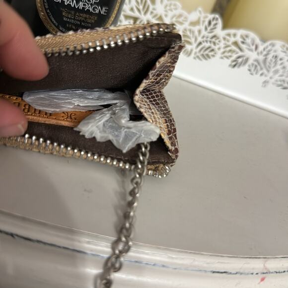 Hobo Leather Card Case Keychain Brown Snakeskin Kai New - Picture 8 of 9